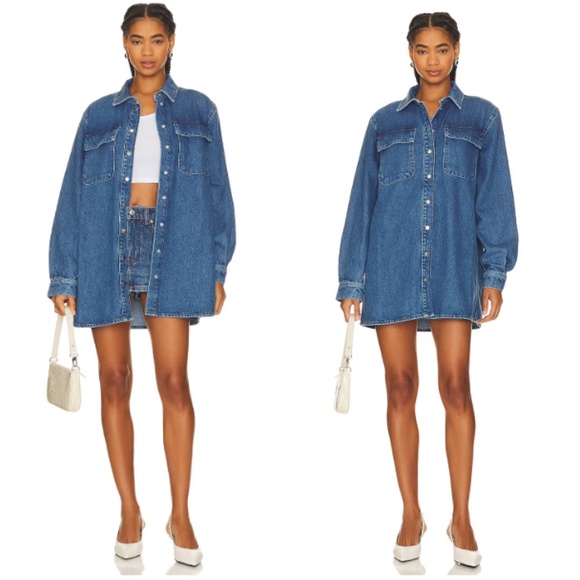 FRAME denim A-Line Shirt Dress in Brisk size XS - Picture 2 of 10